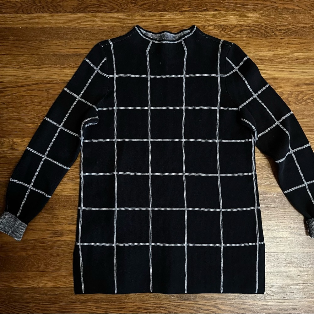 Y2k windowpane Loft sweater S black long